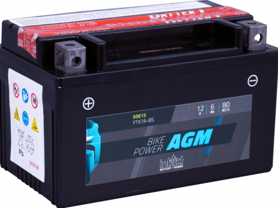 Intact Bike Power AGM Battery 12 V 6 AH (c20) 80 A (EN), YTX7A-BS   + acid pack