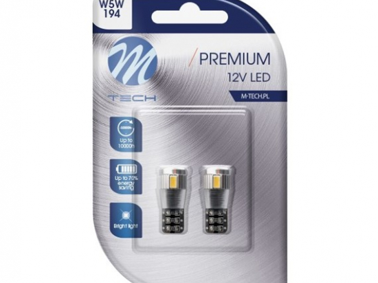 Lemputė LED T10 W5W CANBUS komplektas 2VNT [Balta]