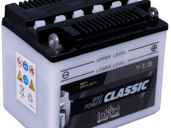 intact Battery-Power Classic, akumuliatorius motociklams (CB7C-A, 50711) 12V 8Ah (c20) 50A (EN)