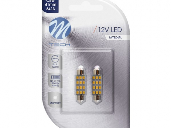 Lemputė LED 12V/C5W Blister 41mm komplektas 2VNT [Balta]