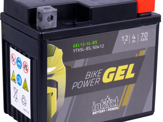 intact Battery-Power GEL, akumuliatorius motociklams (YTX5L-BS) 12V 4AH (c20) 70A (EN)