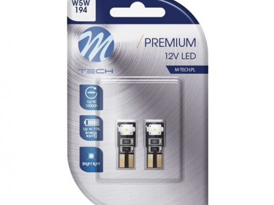 Lemputė LED T10 W5W CANBUS komplektas 2VNT [Balta]