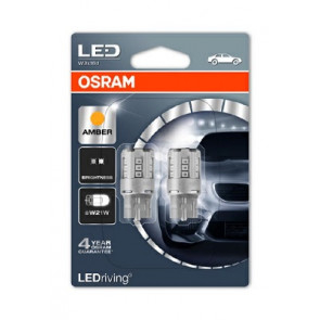 Lemputė LED 12V/2W T20 W21W OSRAM [Geltona] komplektas 2VNT W3x16d