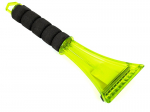 Polycarbonate ice scraper with squeegee, soft grip